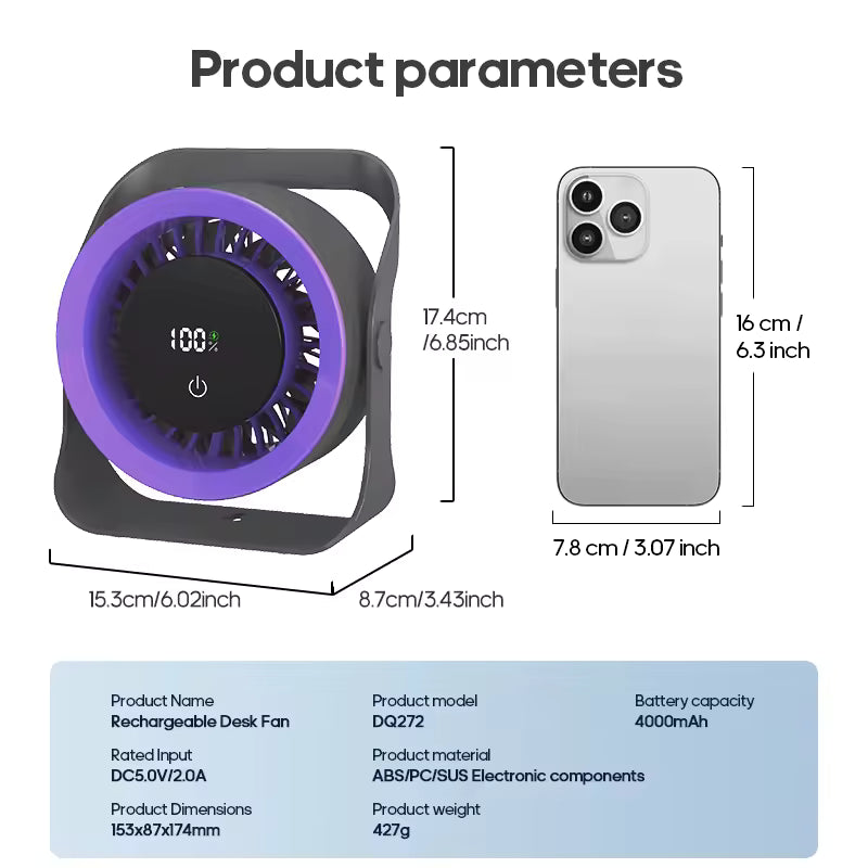 Touchscreen Portable Desk Fan